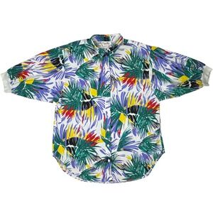 Vintage Casey & Max Additions Tropical Abstract Shirt Button Up USA Made 80s 90s